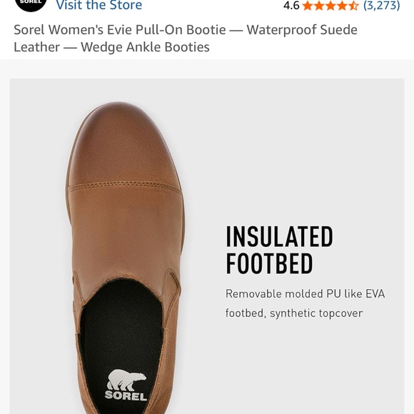 Sorel Women's Evie Pull-On Bootie Waterproof Suede Leather Wedge Ankle size 11 - Picture 5 of 10